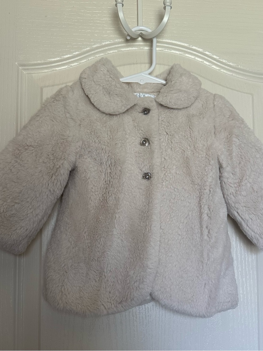 Edgehill Collection Ivory Faux Fur Coat 12-18M